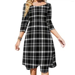 Casual Dresses Retro Plaid Dress Spring Sexy Black And White Check Kawaii Women Street Style Oversized Gift Idea