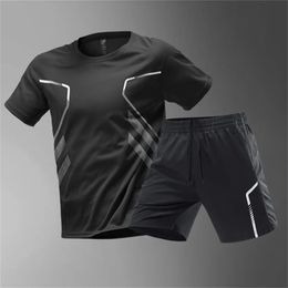 Summer Fashion Mens Breathable Tennis Sports Suit Casual Outdoor Sportwear Womens Badminton T-shirt Loose Running Clothing Set 240511