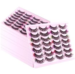 Thick Curly Colourful False Eyelashes 14 Pairs SetCurled Handmade Reusable Multilayer 3D Fake Lashes Naturally Soft & Vivid Lash Extensions3952784