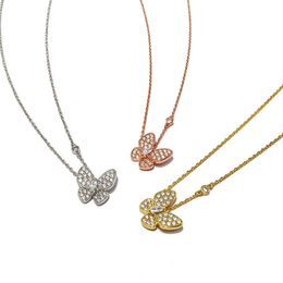 Designer Necklace Vanca Luxury Gold chain version of full diamond butterfly necklace for women and versatile luxury famous collarbone