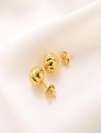 18K Yellow Fine Gold Earring Stud Solid Round Ball Beads lage Piercing Stud Earrings New1478823