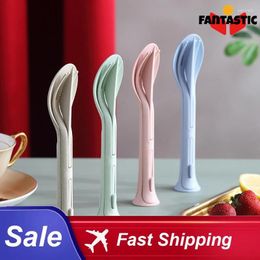 Dinnerware Sets Portable Cutlery Set 3 In 1 Travel Reusable Japan Style Wheat Fork Spoon Student Kitchen Tableware