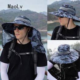 Berets Summer Detachable Shawl Bucket Hat Men Outdoor Fishing Neck Protection Sun Women Cycling UV Anti Proof Visor Cap