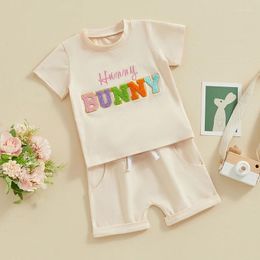 Clothing Sets Easter Baby Boy Girl Outfit Hunny Embrodiery Short Sleeve T-Shirt And Shorts Set Cute Toddler Clothes