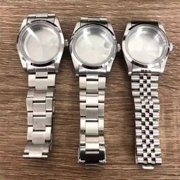 Watch Bands 36mm acrylic glass stainless steel shell with set suitable for NH35 NH36 4R all sand five bead rivet belt options Q240510