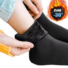 Women Socks Velvet Winter Warm Thicken Thermal Soft Casual Solid Colour Sock Wool Cashmere Home Snow Boots Floor 1Pairs