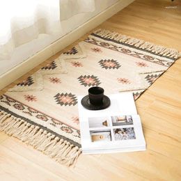 Carpets Bohemia Rug Handmade Carpet Cotton Thread Weave Vintage Tufted Mat Tapete Para Salas Door Floor Bed Livingroom Decorating