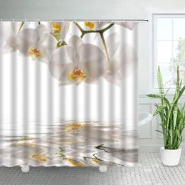 Shower Curtains White Orchid Floral Sets Rural Natural Flowers Zen Spa Plants Bathroom Fabric Bath Curtain With Hooks Home Decor
