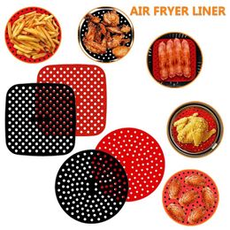 Double Boilers Reusable Silicone Air Fryer Liner Mat Non-Stick Steamer Pad Baking Inner Cooking For Kitchen Accessories Round Square