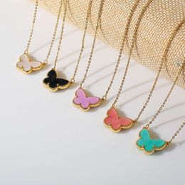 Designer Necklace Vanca Luxury Gold chain Luxury Colourful Butterfly Necklace Animal Insect Shell Pendant Lock Bone Chain True Gold Colour Preserving Jewellery