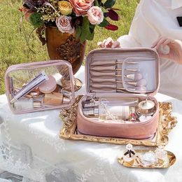 Storage Bags Portable Velvet Cosmetic Bag Makeup Organiser Women Beauty Case Travel KIt Toiletry Pouch Fashion Necessaries Wash