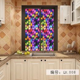 Window Stickers 45x100cm Creative Retro Clorful Frosted PVC Static Cling Glass Films Decoration Film Privacy Bathroom Decor