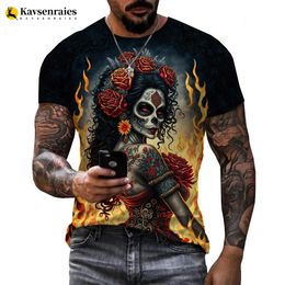 Mexican Skull Day Mens Graphic T-shirt Womens Graffiti Clothing Horror Gothic T-shirt Fashion Street Clothing Top T-shirt 240510