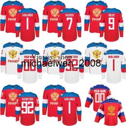 Vin Weng 2016 World Cup Team Russia Men's Hockey Jerseys 9 Orlov 7 Kulikov 1 Varlamov 92 Kuznetson WCH 100% Stitched Jersey Any Name and Number