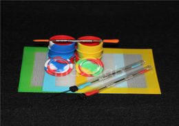 Dab jars Slicks Tool Kit with 551452 inch Mat Pad oil barrel silicone Jars For Wax Dabbing Set7577168