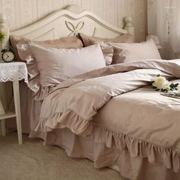 Bedding Sets European Style Set Ruffle Duvet Cover Elegant Bedspread Wrinkle Bed Sheet Bedroom Decoration