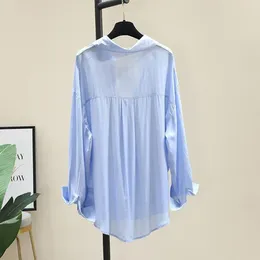 Women's Blouses Casual Button-up Blouse Stylish Sun Protection Shirt With Long Sleeves Loose Fit For Spring Commuting