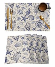 Table Mats Ocean Conch Shell Bubble Coffee Dish Mat Kitchen Placemat Dining Rug Dinnerware 4/6pcs Pads