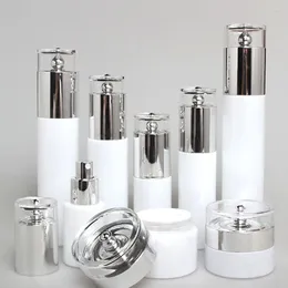 Storage Bottles 60ml Spray Bottle Aluminium Silver Lids Natural Cosmetic Lotion Pump Glass Packaging