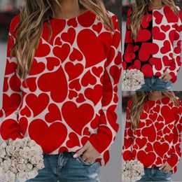 Women's Hoodies Fashionable Round Neck Casual Valentine's Day Love Printed Long Sleeved Top Sweatshirt Fall Jackets Women