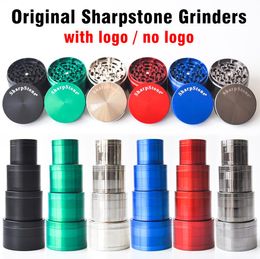 Herb Grinder SharpStone Tobacco Grinder 4 parts 40mm 50mm 55mm 63m cnc teeth herbal Philtre net dry herb vaporizer DHL 3599835