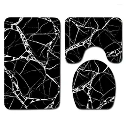 Bath Mats Abstract Marbled Bathroom Set Black Gold Marble Non-slip Carpet Foot Mat Toilet Ultra Soft Absorbent Home Decor