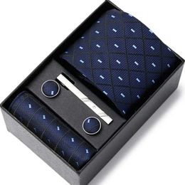 Neck Tie Set Wholesale Vangise Brand 2023 New Style Silk Wedding Gift Tie Set Necktie Box Suit Accessories Solid Dropshipping