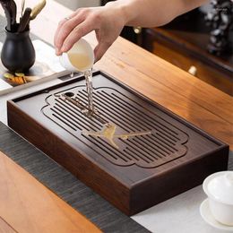 Tea Trays Household Wooden Tray Simple Bamboo Set Draining Long Dry Bubble Small Water Storage