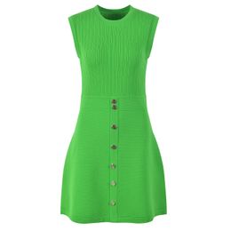 Summer Green Solid Colour Dress Sleeveless Round Neck Buttons Short Casual Dresses Y4W09232001