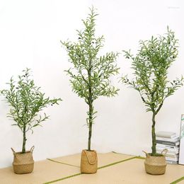 Decorative Flowers Artificial Olive Tree Home Landing Fake Indoor Potted Background Green Plant Ornament Decoration