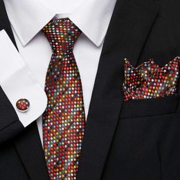 Neck Tie Set Fashion 65 Colors Holiday Gift Tie Pocket Squares Cufflink Set Necktie Man Blue Dot Wedding Accessories Fit Workplace
