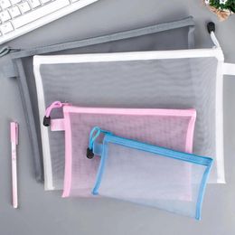 Storage Bags Transparent A4/A5/A6 Mesh Zipper Pouch Clear Document Bag Book File Folders Stationery Pencil Case Makeup