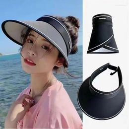 Berets Women Summer Folding Empty Top Sun Hat Wide Brim Cap UV Protection Outdoor Beach Visors Sunshade Girls