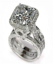 Vintage Fashion Jewelry 925 Sterling Silver Princess Cut White Topaz CZ Diamond Gemstones Party Wedding Engagement Band R5400317