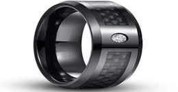 Wedding Rings 8mm Black Carbon Fiber For Men And Women Zircon Tungsten Stainless Steel Anniversary Jewelry GiftsWedding7743641