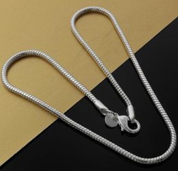 Chains Classic 3MM Bone Chain 925 Sterling Silver Necklace For Women Men 16/18/20/22/24 Inch Wedding Fashion Jewelry Gifts8502058