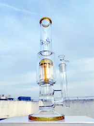 16 Inch Heady Glass Bong 9MM Thickness Heavy Clear Yellow Ice Catcher Jellyfish Philtre Hookah Glass Bong Dab Rig Recycler Water Bongs 14mm US Warehouse