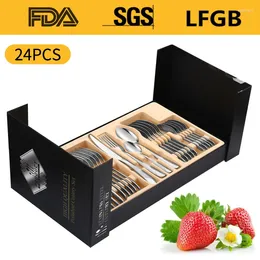 Dinnerware Sets Stainless Steel Tableware Different Color Set Steak Knife Dining Room Gift Box Cutlery Fork And Spoon