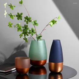 Vases Color Glass Flower Bottle Ornament Arrangement Creative TV Cabinet Living Room Desktop Home Decoration Hydroponic