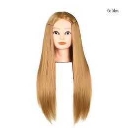 Mannequin Heads High quality synthetic hair training for barbers to cut or edit 60cm long human model Practise head Q240510