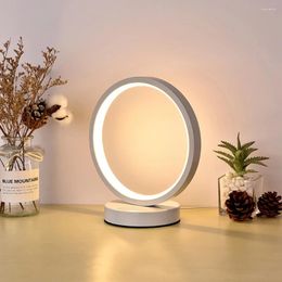 Table Lamps Morden LED Desk Lamp Lights For Bedroom Bedside Study Nordic Fashion Aluminium Desktop Home Decoration Ring Circle