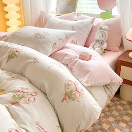 Bedding Sets Set Ins Style Minimalist Fresh Four PIECE With Double-layer Gauze Duvet Cover Bed Sheets Comforter