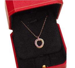 S925 Silver pendant necklace with ring connect and fuchsia diamond for women wedding jewelry gift have box stamp PS73776004940