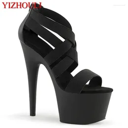 Dance Shoes 17 Cm Roman Sandals 7 Inch Lacquered Soles Cross Suede Party Models For Pole Dancing