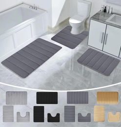 Bath Mats Bathroom Mat Set 3 Pieces Slip-resistant Washable Rug Foot Diatomite Full Non Carpet Super Absorbent Memory Foam Quick Dry Home