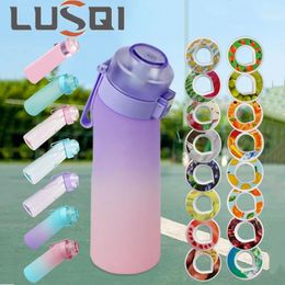 Water Bottles LUSQI 650ml Bottle With 2pc Flavour Pods Transparent Straw Leak Proof Scent Cup For Outdoor Fitness