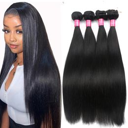 Brazilian Straight Virgin Hiar 4 Bundles 100% Unprocessed Brazilian Human Hair Weaves Brazilian Virgin Hair Straight Dyeable Can be dyed and permed wholesale