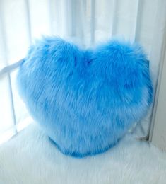 Love pillow multicolor heartshaped plush blue imitation wool modern minimalist sofa and comfortable cushion size 3544cm7766215