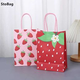 Gift Wrap StoBag Strawberry Pattern Bag Packaging Candy Chocolate Snack Cookie Toy Baby Shower Wedding Mothers Day SuppliesQ240511