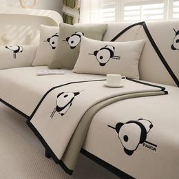 Chair Covers Cartoon Panda Embroidered Sofa Cushion Chenille Four Seasons Universal Anti Slip Cover High-grade Backrest Towel
